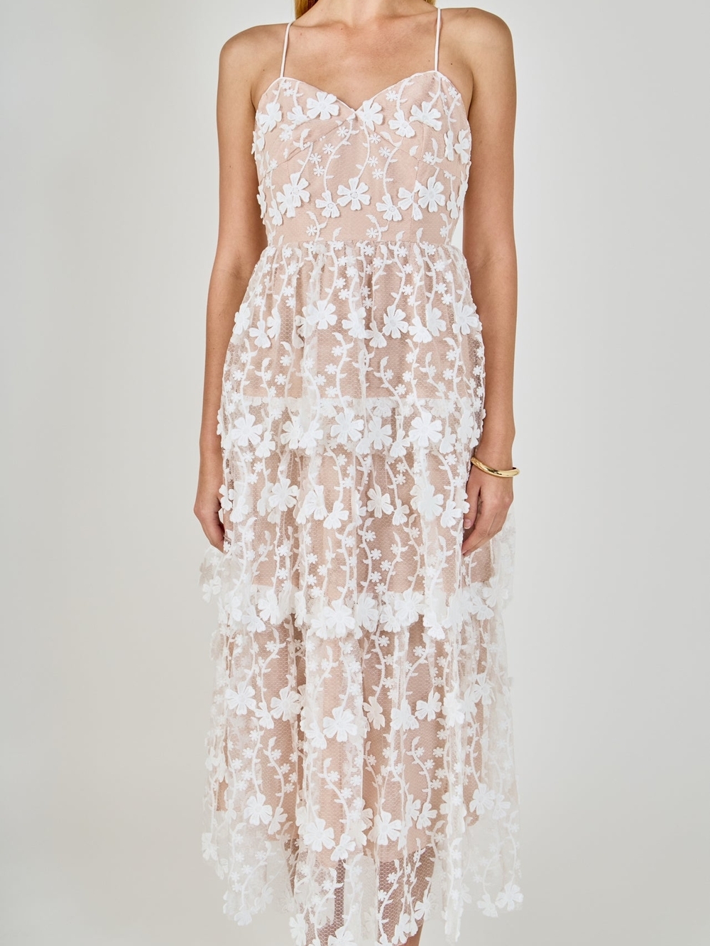 Endless Rose White Floral Lace Tiered Maxi Dress - Picture 4 of 8
